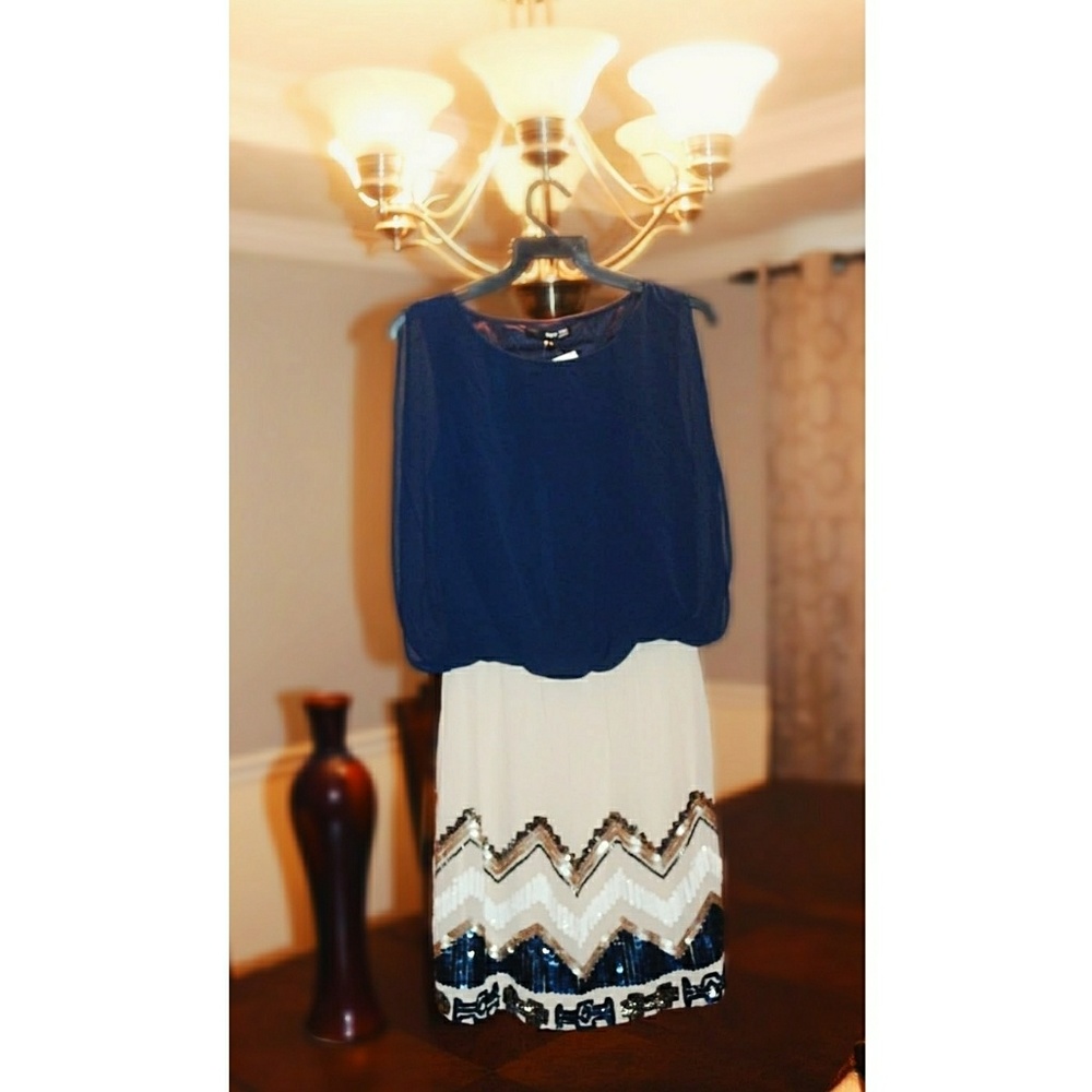 (New) Navy Blue and Cream Dress by tfnc London